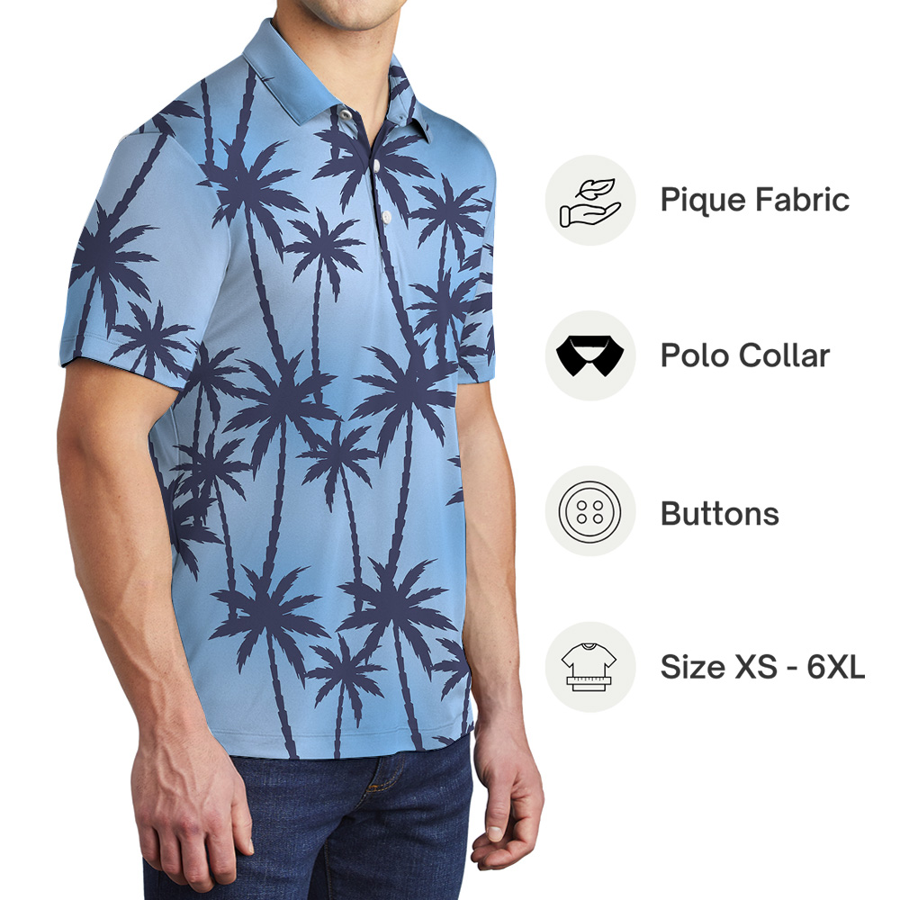 Blue Hawaiian Summer Design Polo Shirt
