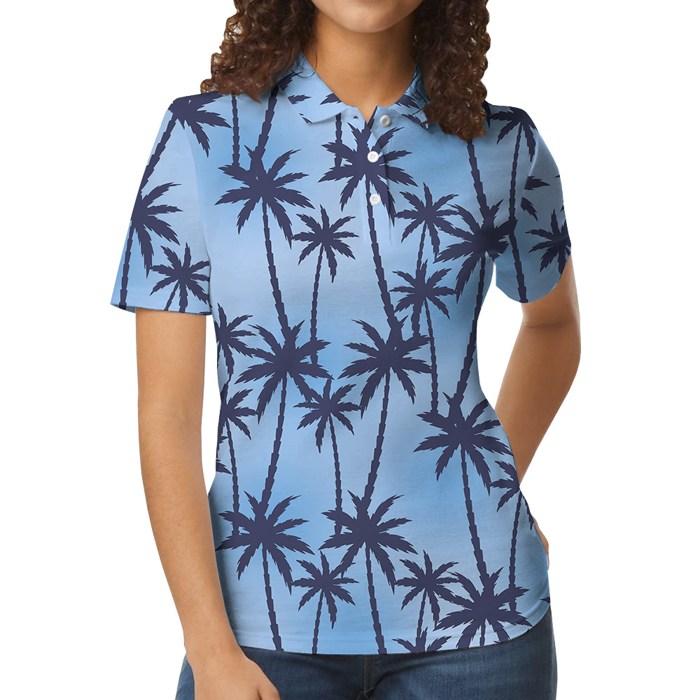 Blue Hawaiian Summer Design Polo Shirt