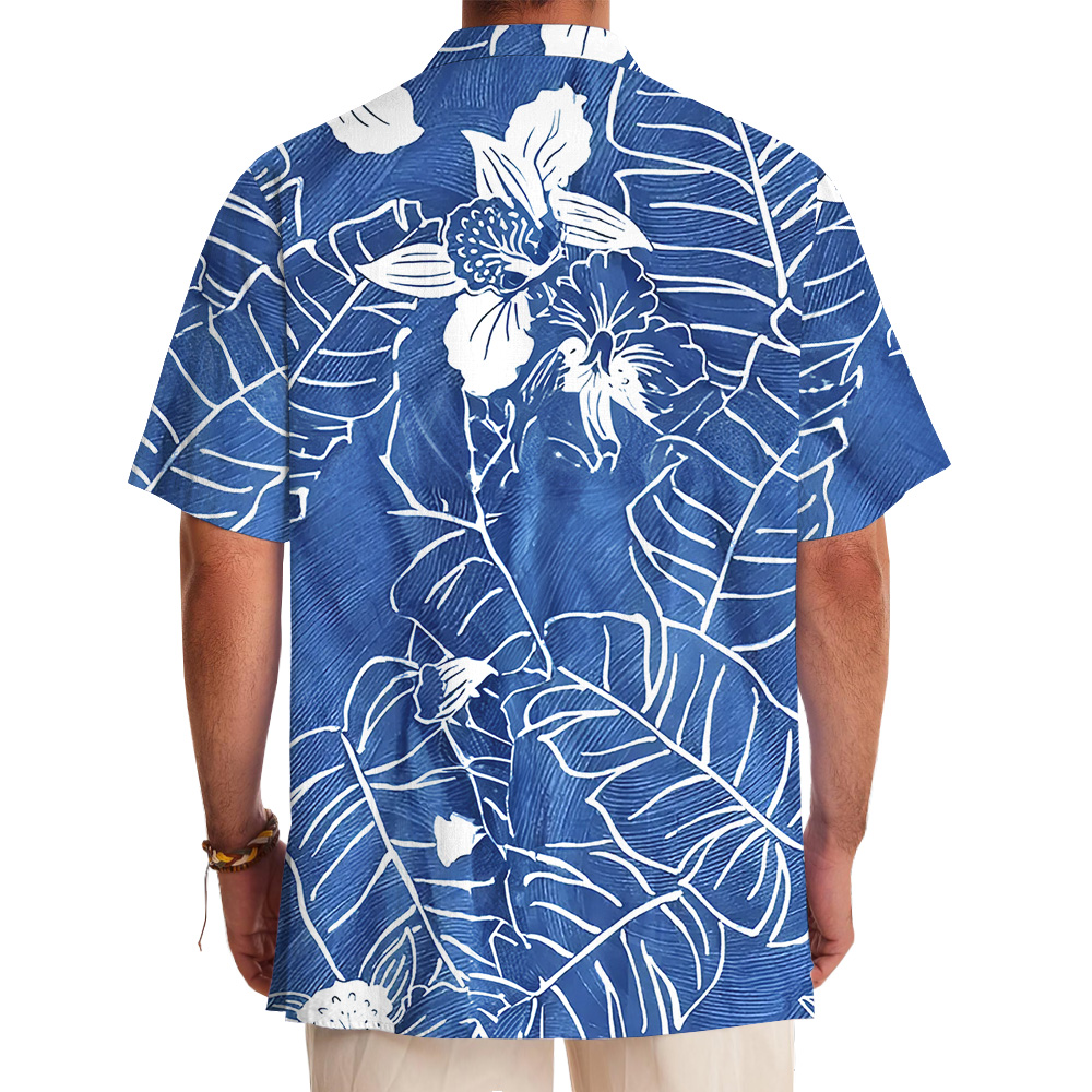 Ocean Background Banana Leaf Orchid Hawaiian Shirt