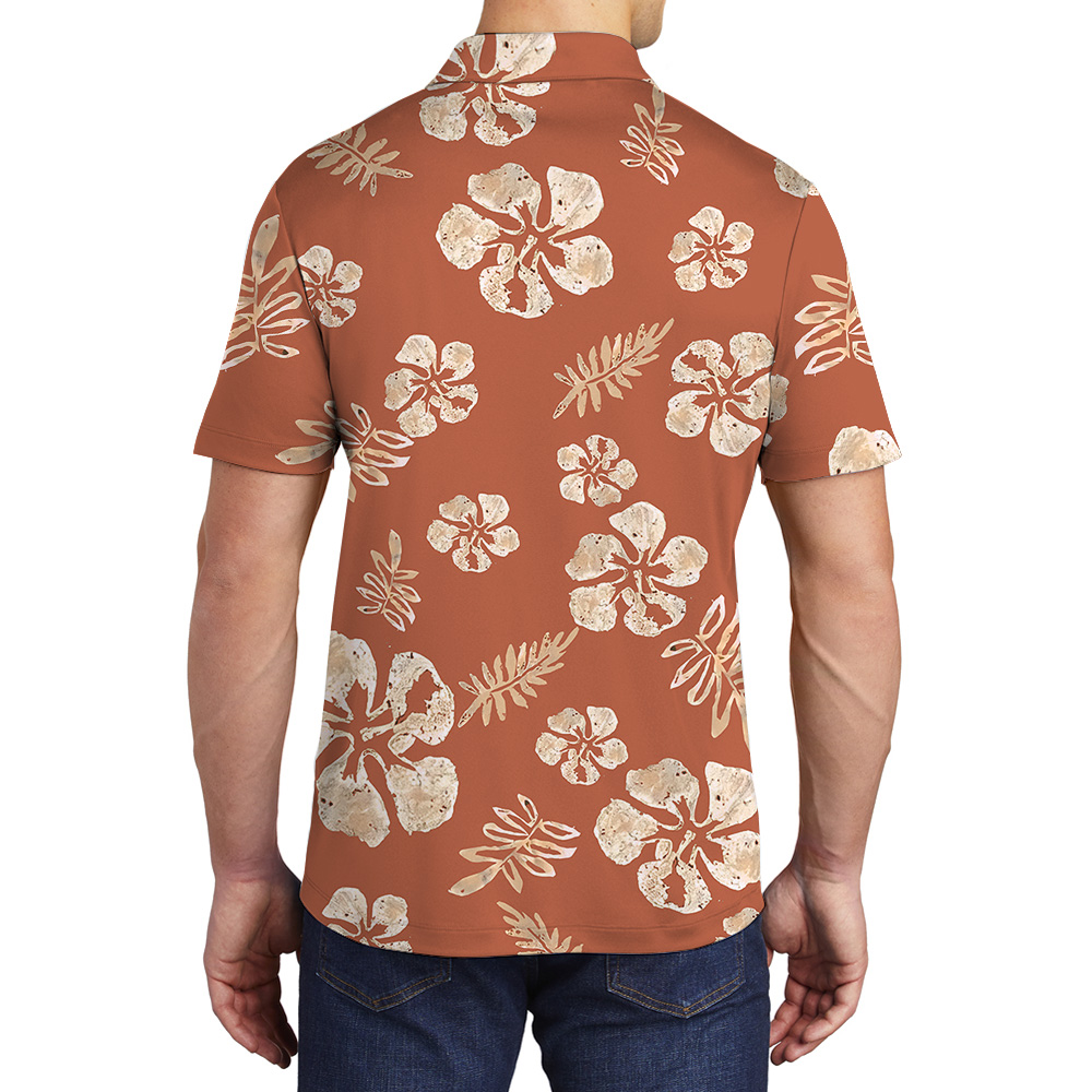 Premium Orange Polo Shirt Tropical Vibe