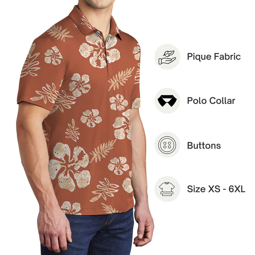 Premium Orange Polo Shirt Tropical Vibe
