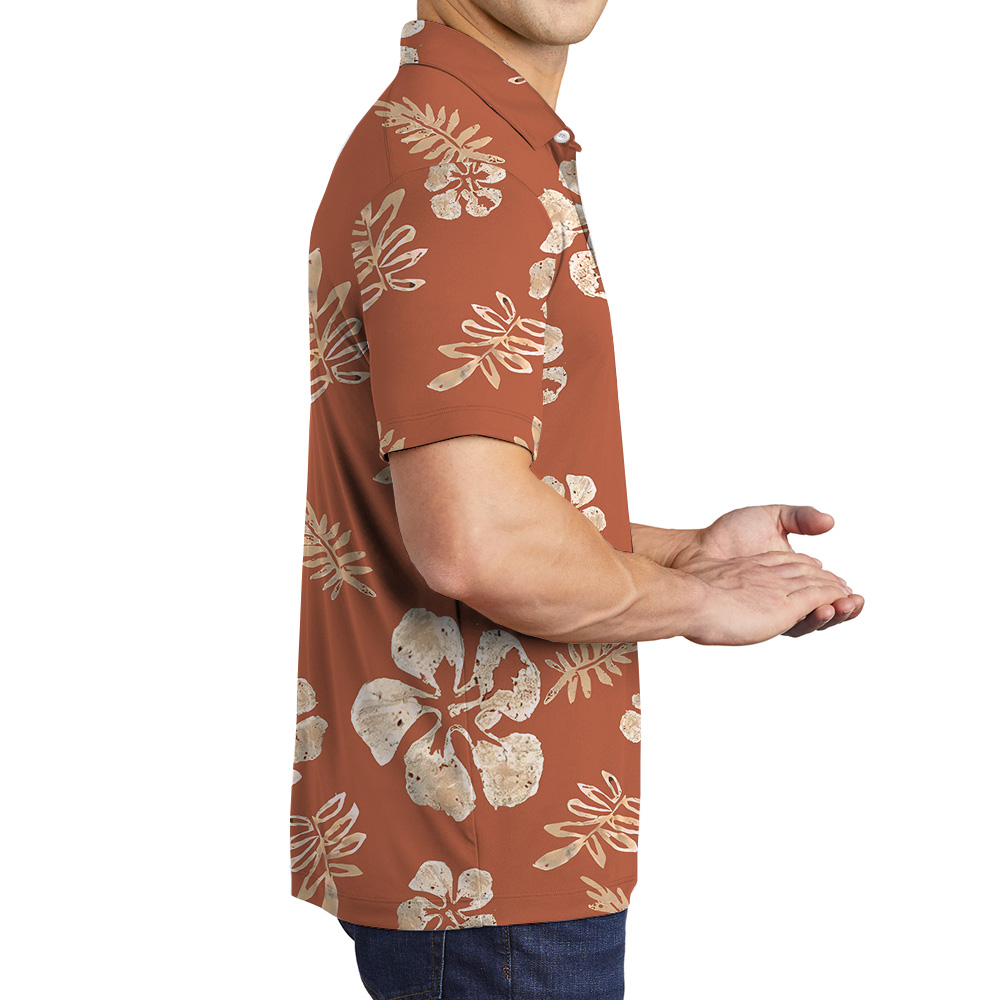 Premium Orange Polo Shirt Tropical Vibe