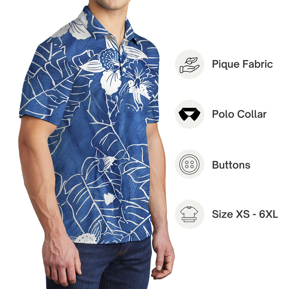 Ocean Background Banana Leaf Orchid Polo Shirt