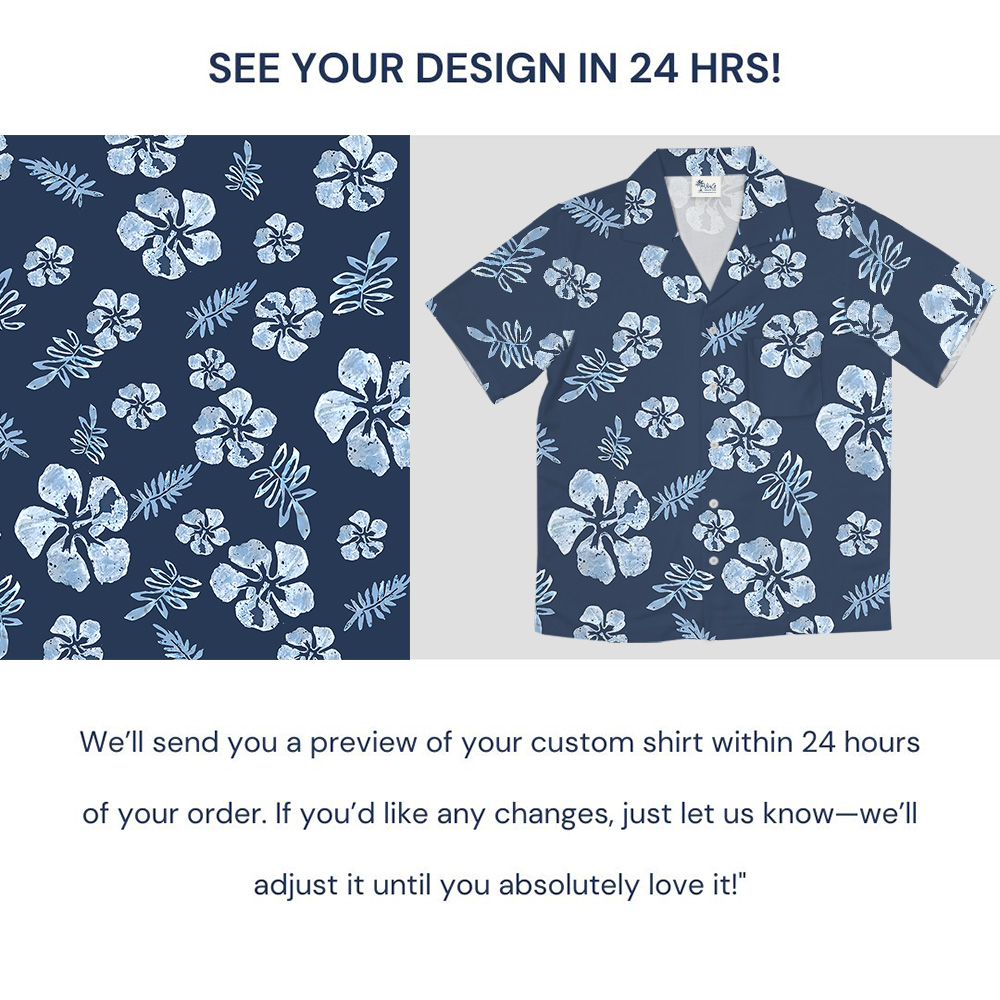 Tailored Tropical Navy Hibiscus Hawaiian Shirt