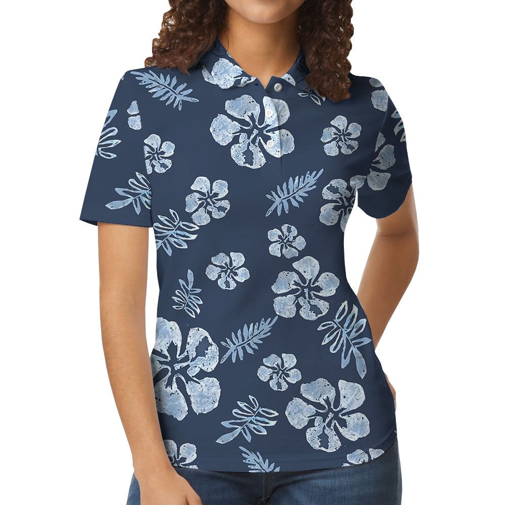 Tailored Tropical Navy Hibiscus Polo Shirt