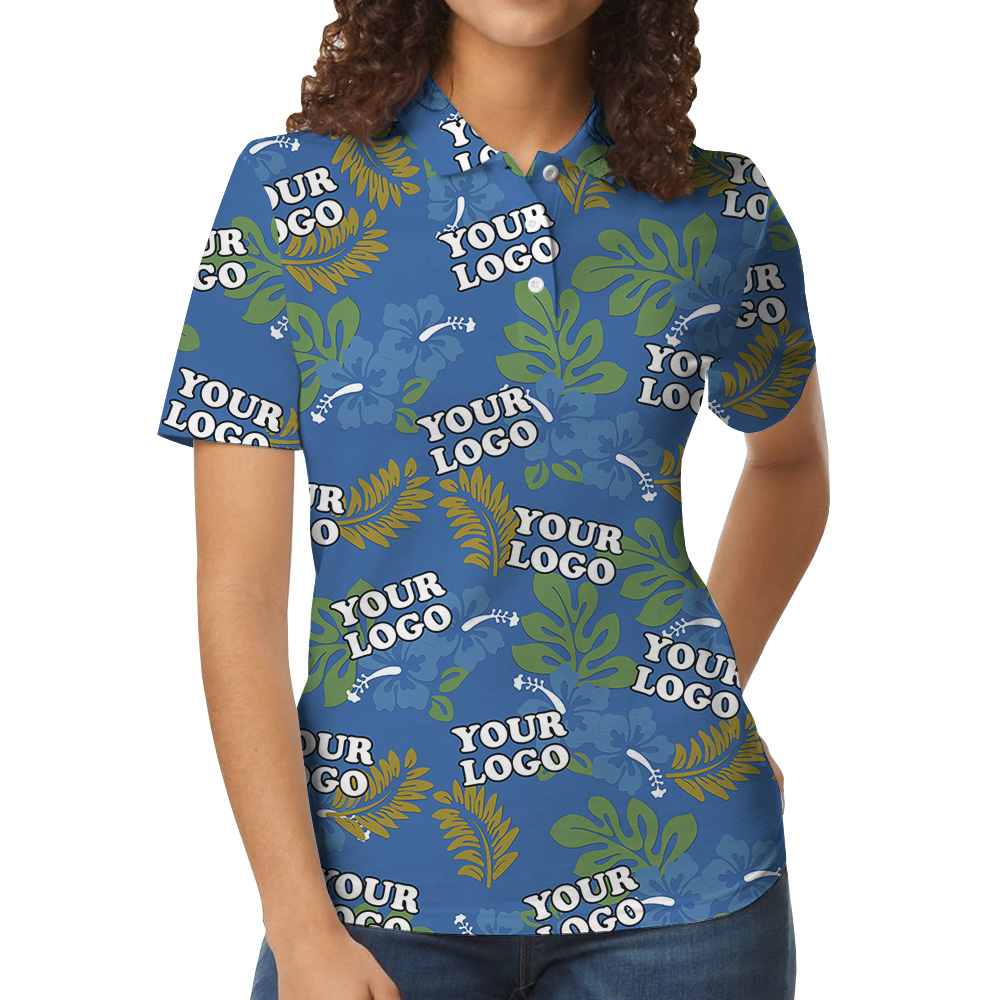Tropical Jungle Theme Pattern Custom Logo Polo Shirt