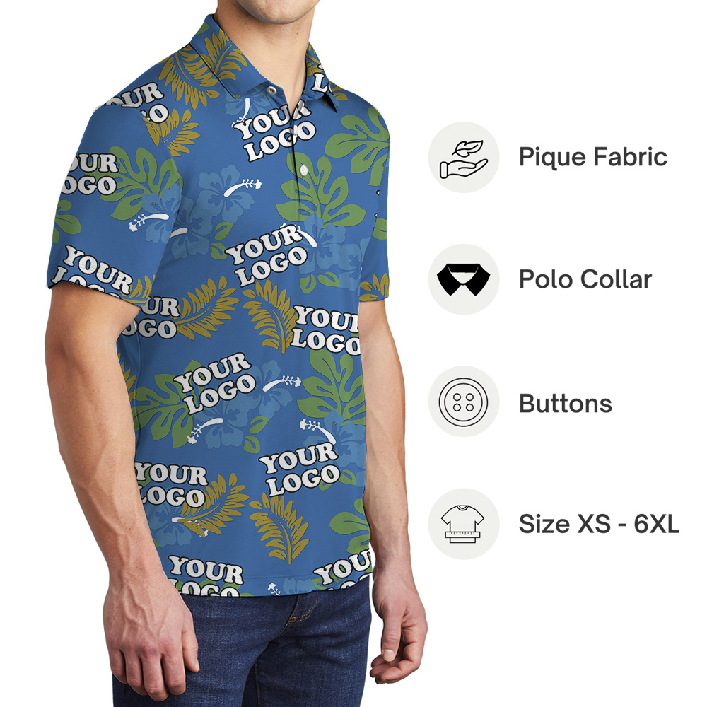 Tropical Jungle Theme Pattern Custom Logo Polo Shirt