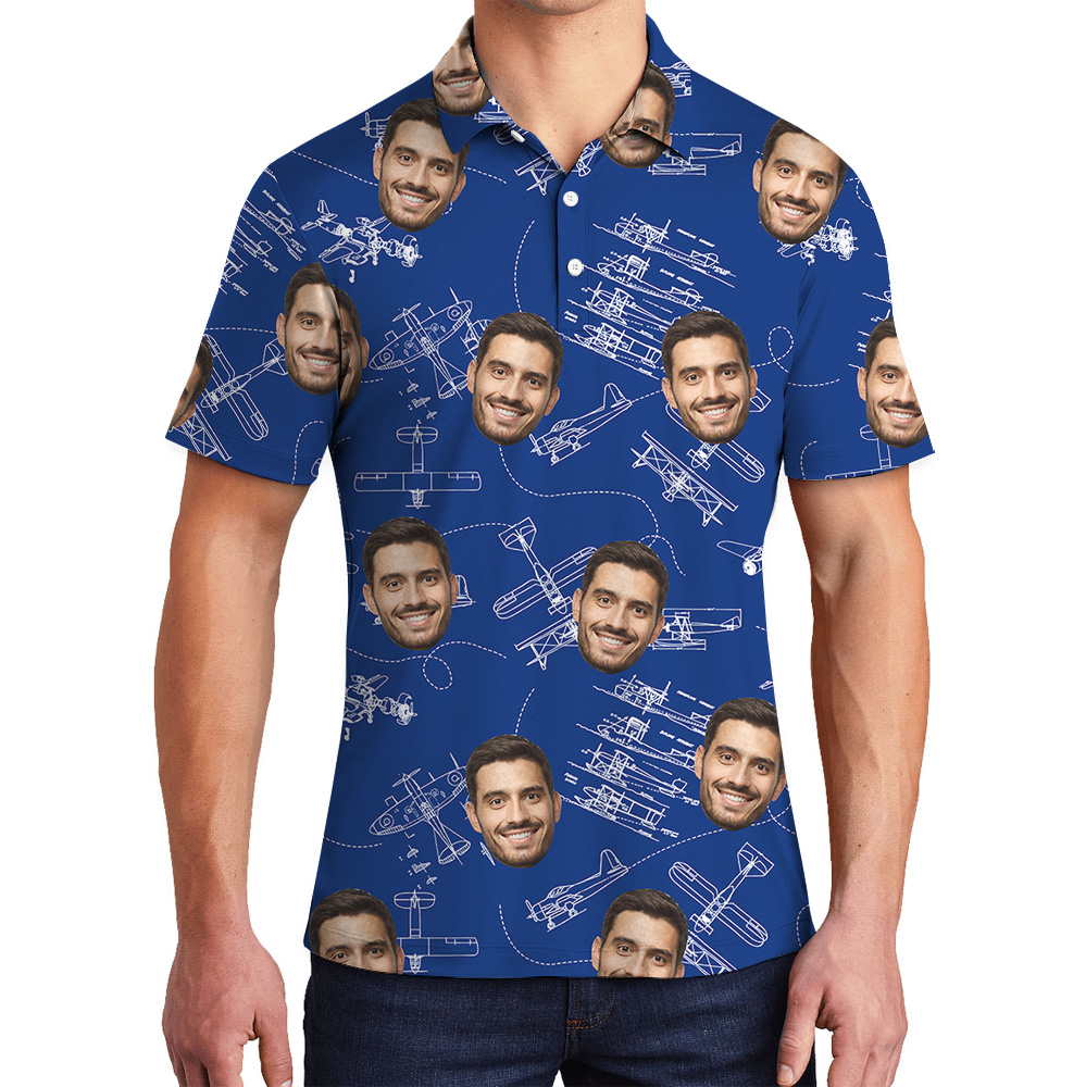 Navy Technical Aviation Theme Custom Face Polo Shirt - variant image 1