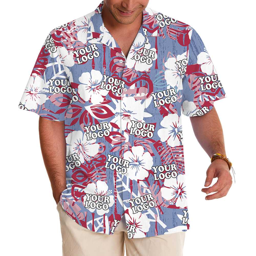 Hawaiian Shirt Tiki Tropical Floral Pattern With Custom Logo - variant image 1