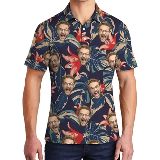 Funny Tropical Custom Face Pattern Polo Shirt