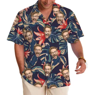 Funny Tropical Custom Face Pattern Hawaiian Shirt