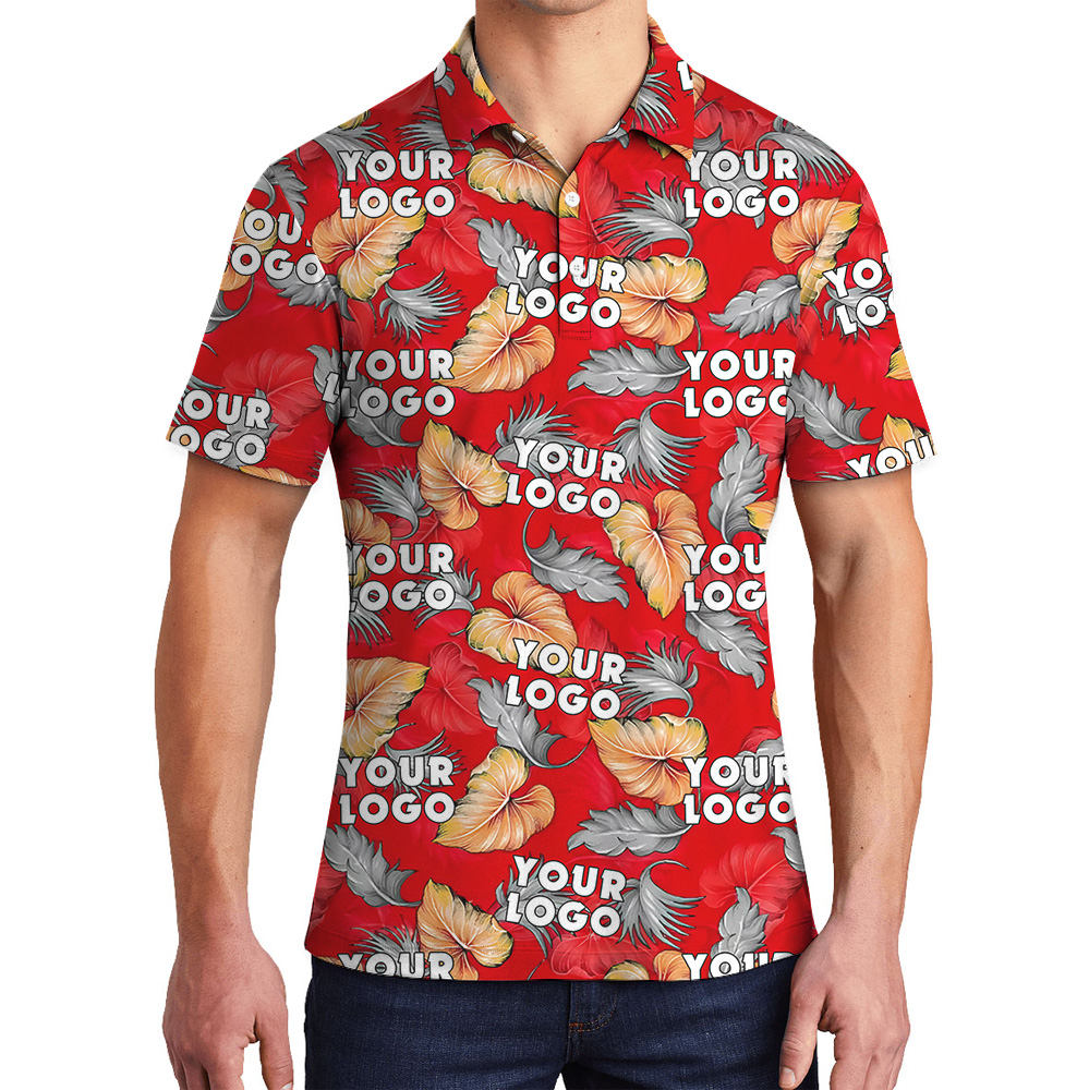 Custom Logo Tropical Fern Monstera Leaves Polo Shirt - variant image 1