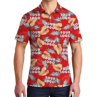 Custom Logo Tropical Fern Monstera Leaves Polo Shirt