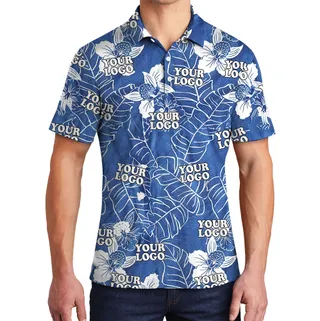 Custom Logo Ocean Background Banana Leaf Orchid Polo Shirt