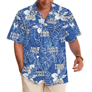 Custom Logo Ocean Background Banana Leaf Orchid Hawaiian Shirt