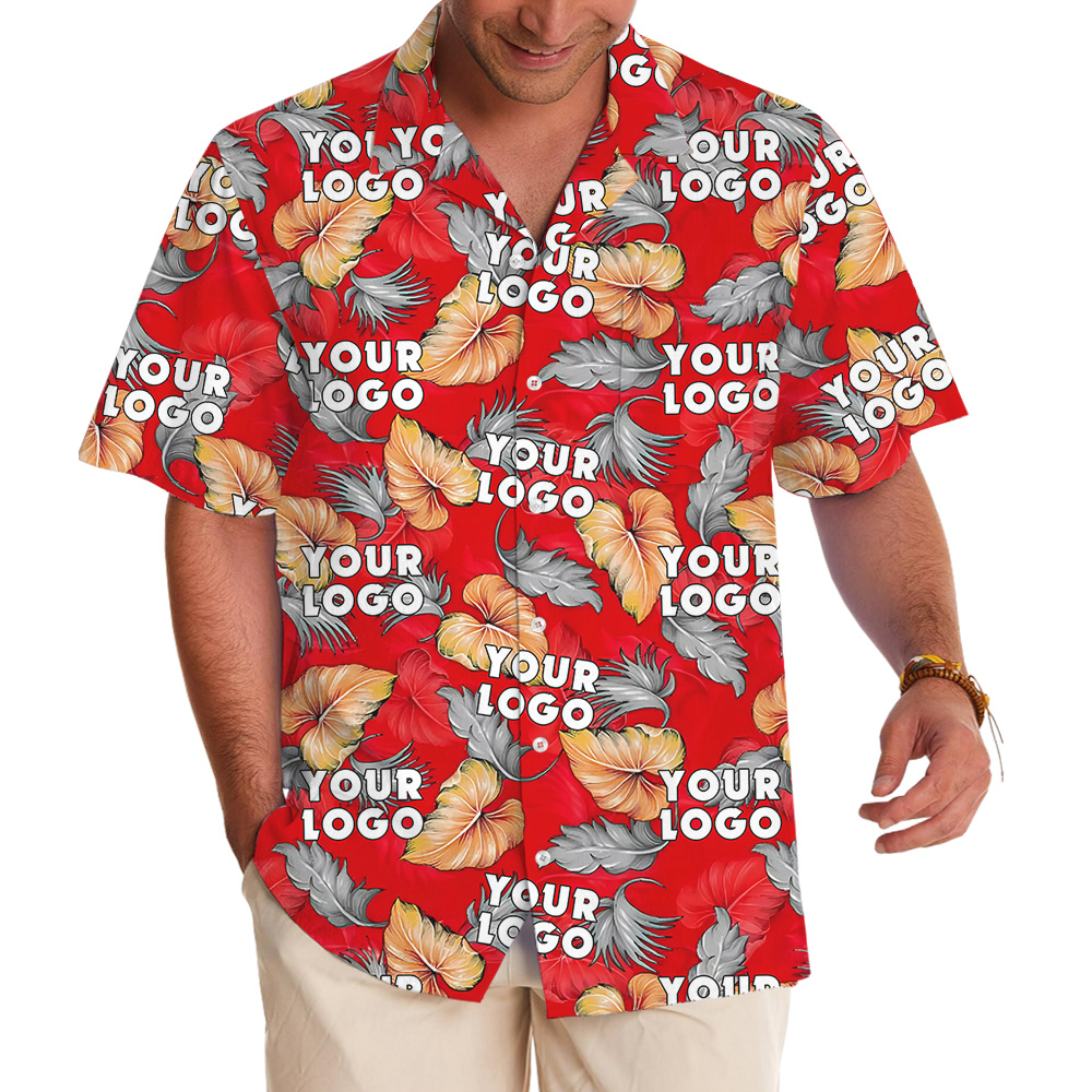Custom Logo Tropical Fern Monstera Leaves Hawaiian Shirt - variant image 1