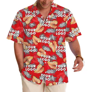 Custom Logo Tropical Fern Monstera Leaves Hawaiian Shirt