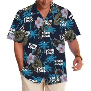Tropical Night Floral Print Custom Logo Hawaiian Shirt
