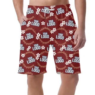 [Live Preview] Plumeria Flower And Wreath Custom Logo Shorts