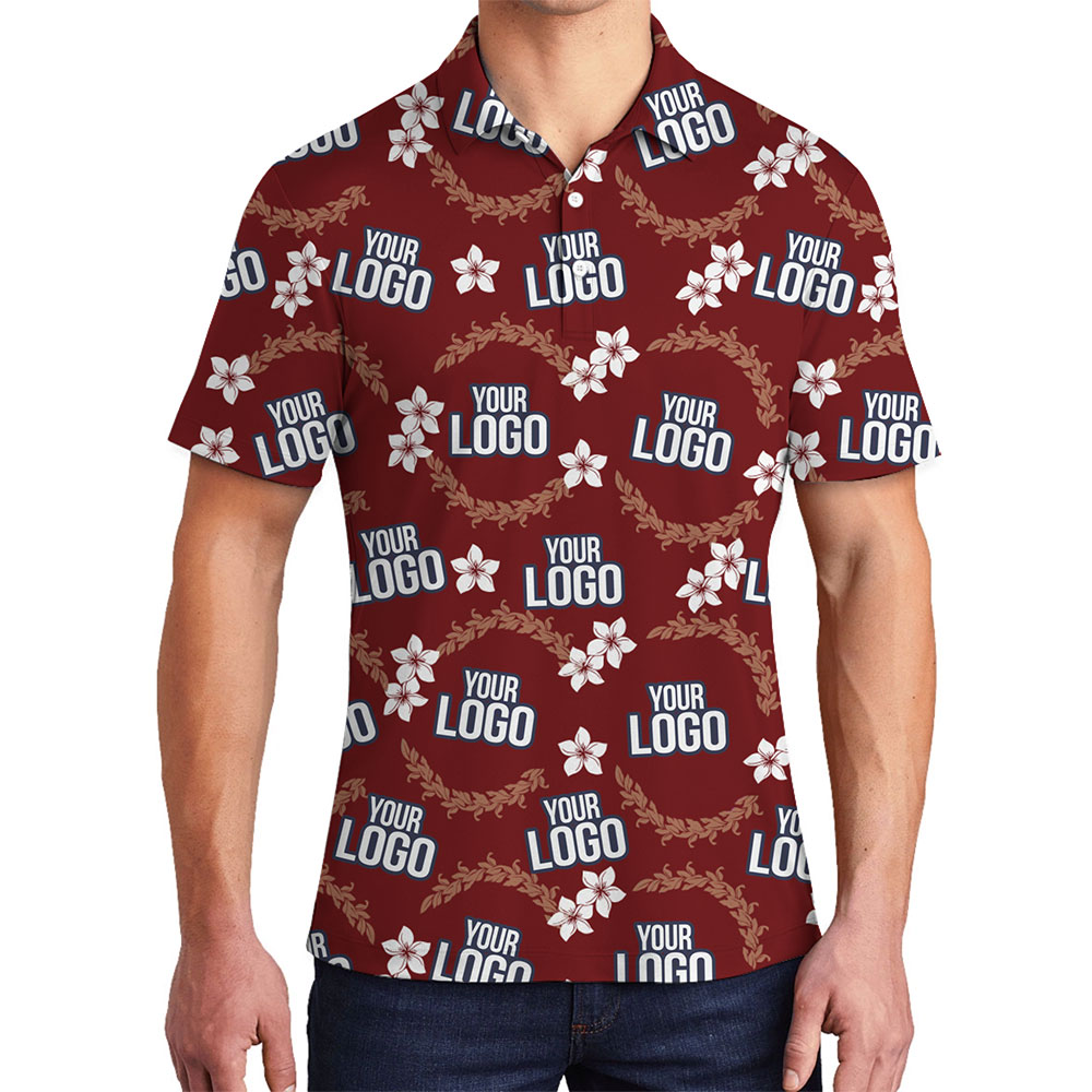 [Live Preview] Custom Logo Plumeria Flower And Wreath Polo Shirt - variant image 1