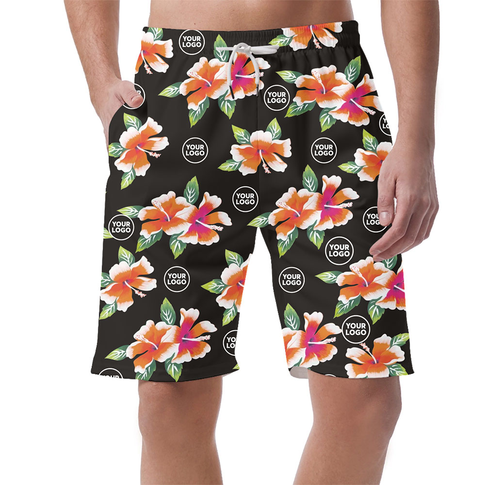 [Live Preview] Custom Logo Tropical Hibiscus Floral Pattern Shorts - variant image 1