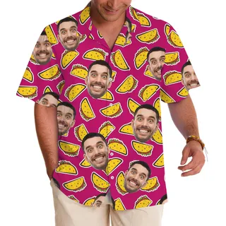 Funny Taco Custom Face Pink Hawaiian Shirt
