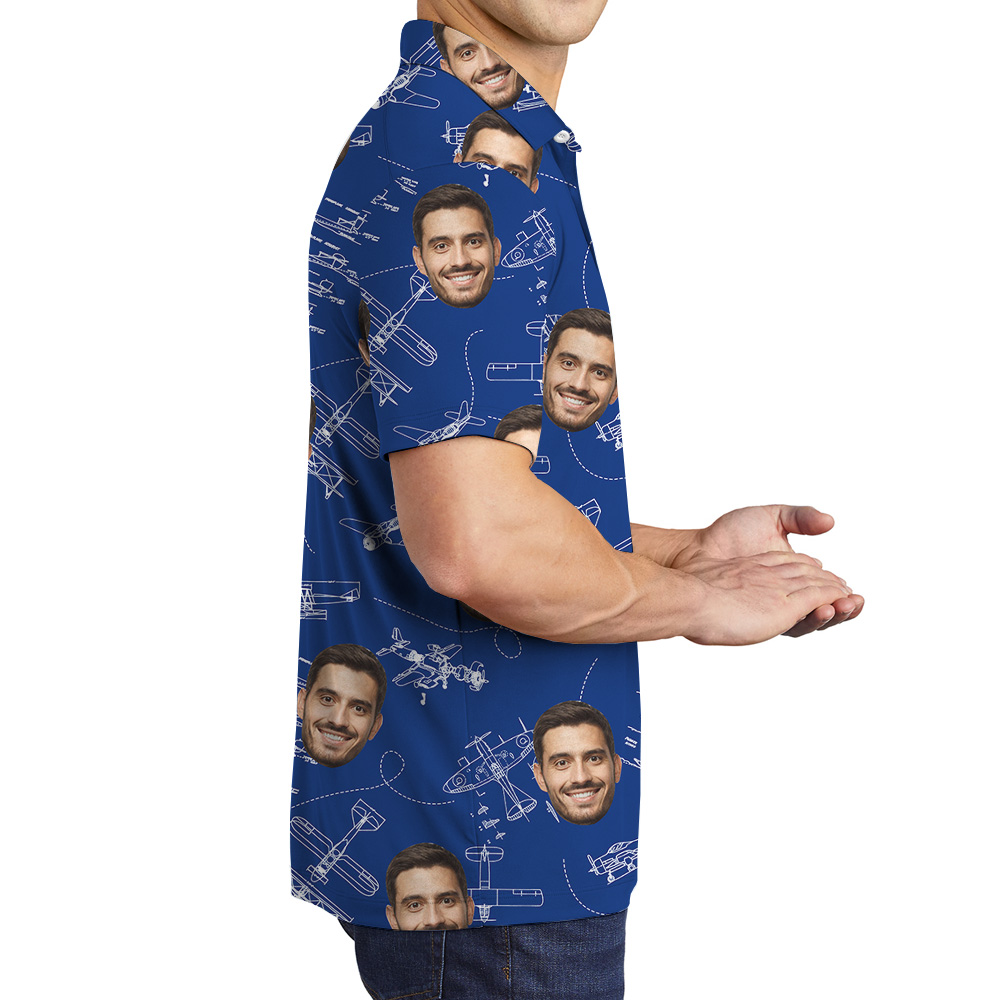 Navy Technical Aviation Theme Custom Face Polo Shirt