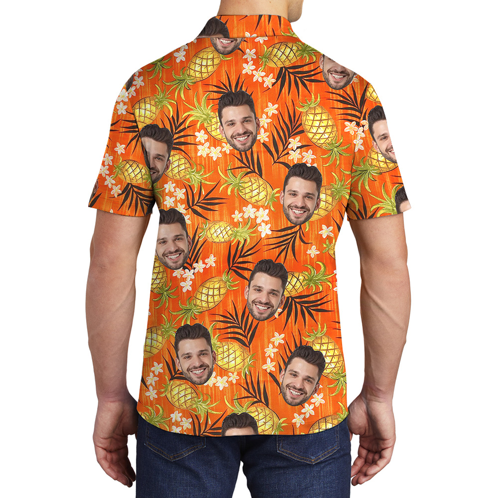 Custom Logo Orange Plumeria Pineapple Polo Shirt