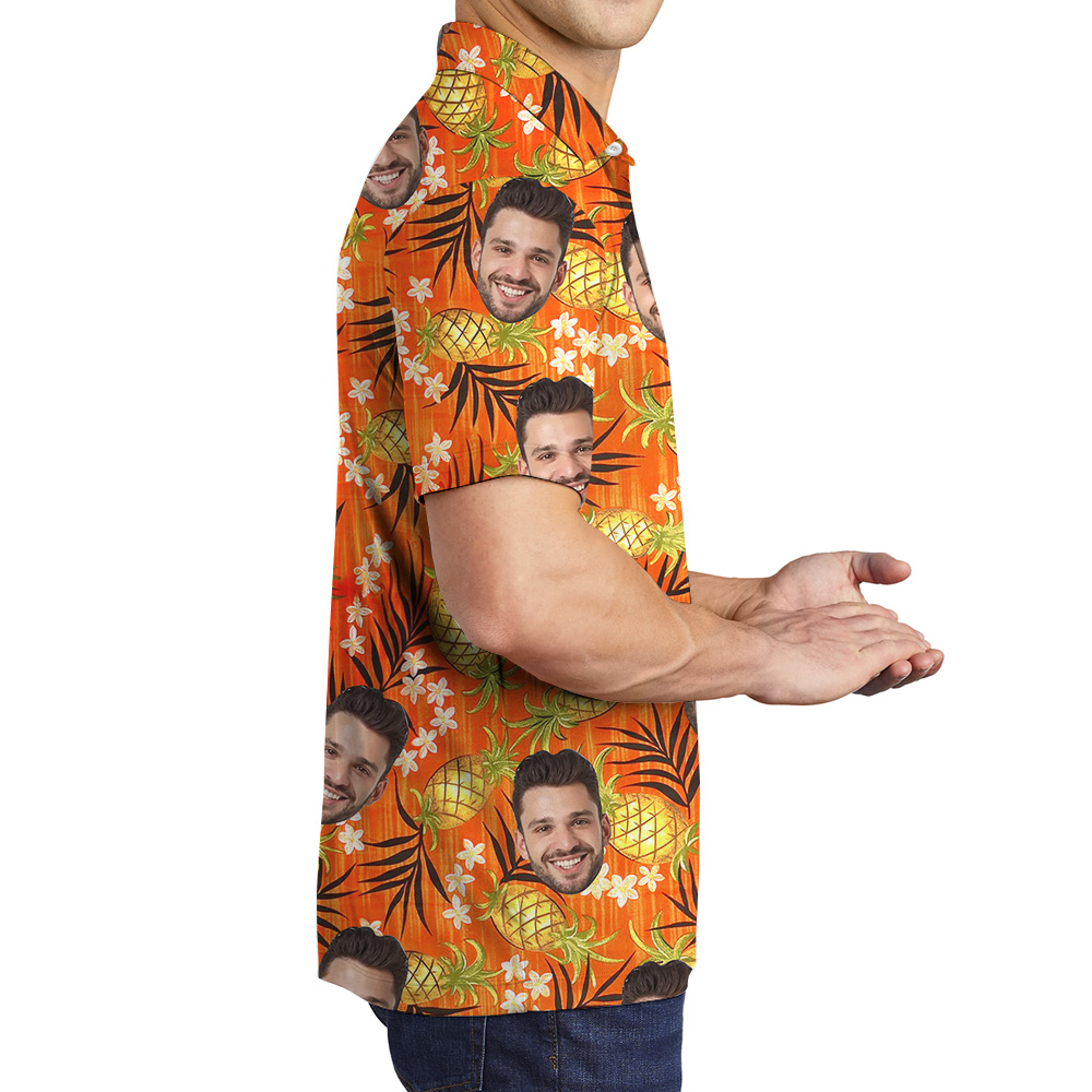 Custom Logo Orange Plumeria Pineapple Polo Shirt