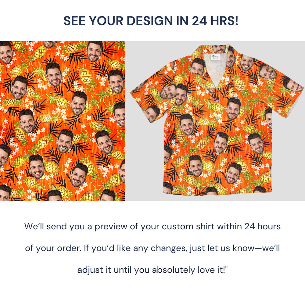 Custom Logo Orange Plumeria Pineapple Hawaiian Shirt