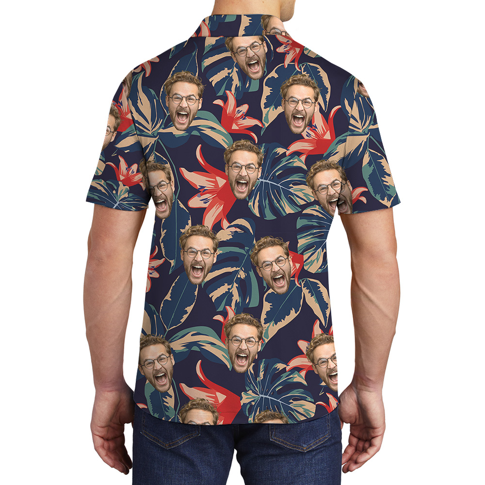 Funny Tropical Custom Face Pattern Polo Shirt