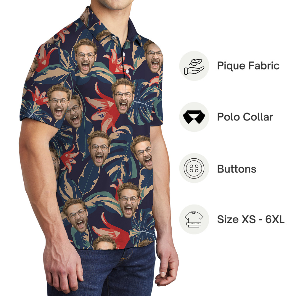 Funny Tropical Custom Face Pattern Polo Shirt