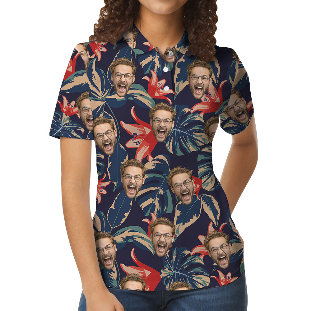 Funny Tropical Custom Face Pattern Polo Shirt
