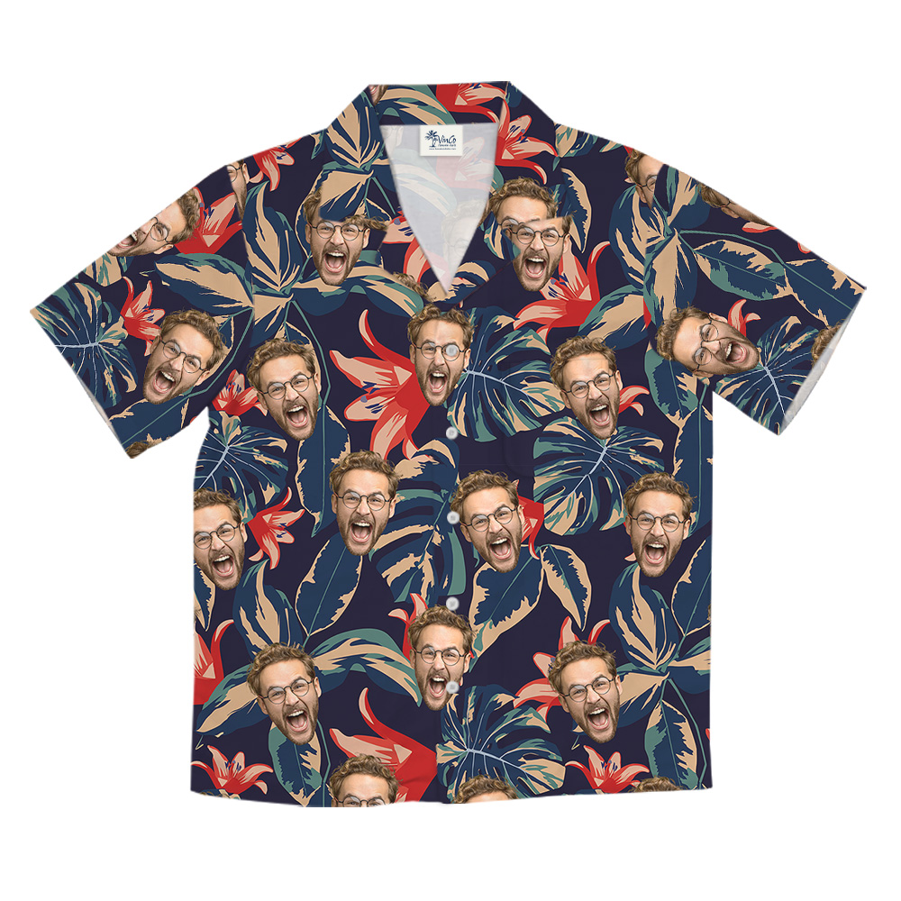 Funny Tropical Custom Face Pattern Hawaiian Shirt