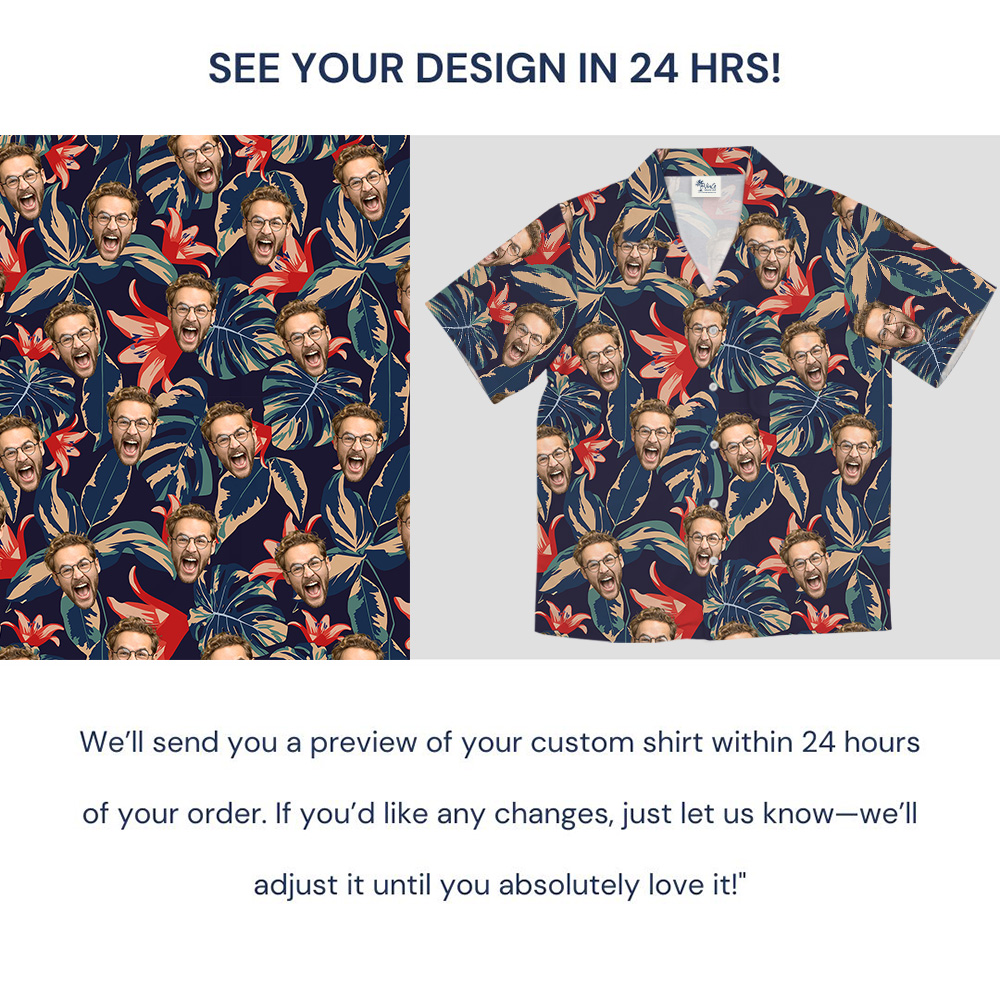Funny Tropical Custom Face Pattern Hawaiian Shirt