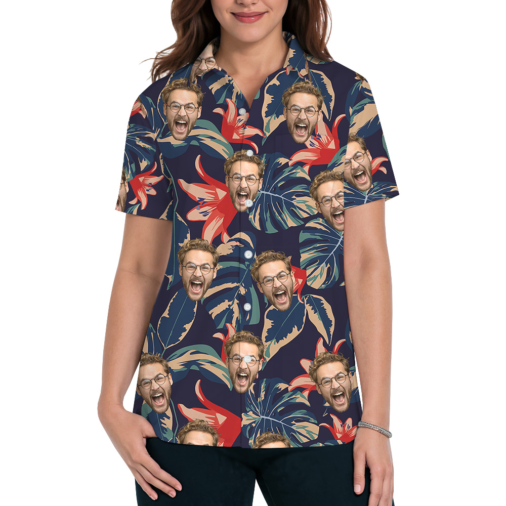 Funny Tropical Custom Face Pattern Hawaiian Shirt