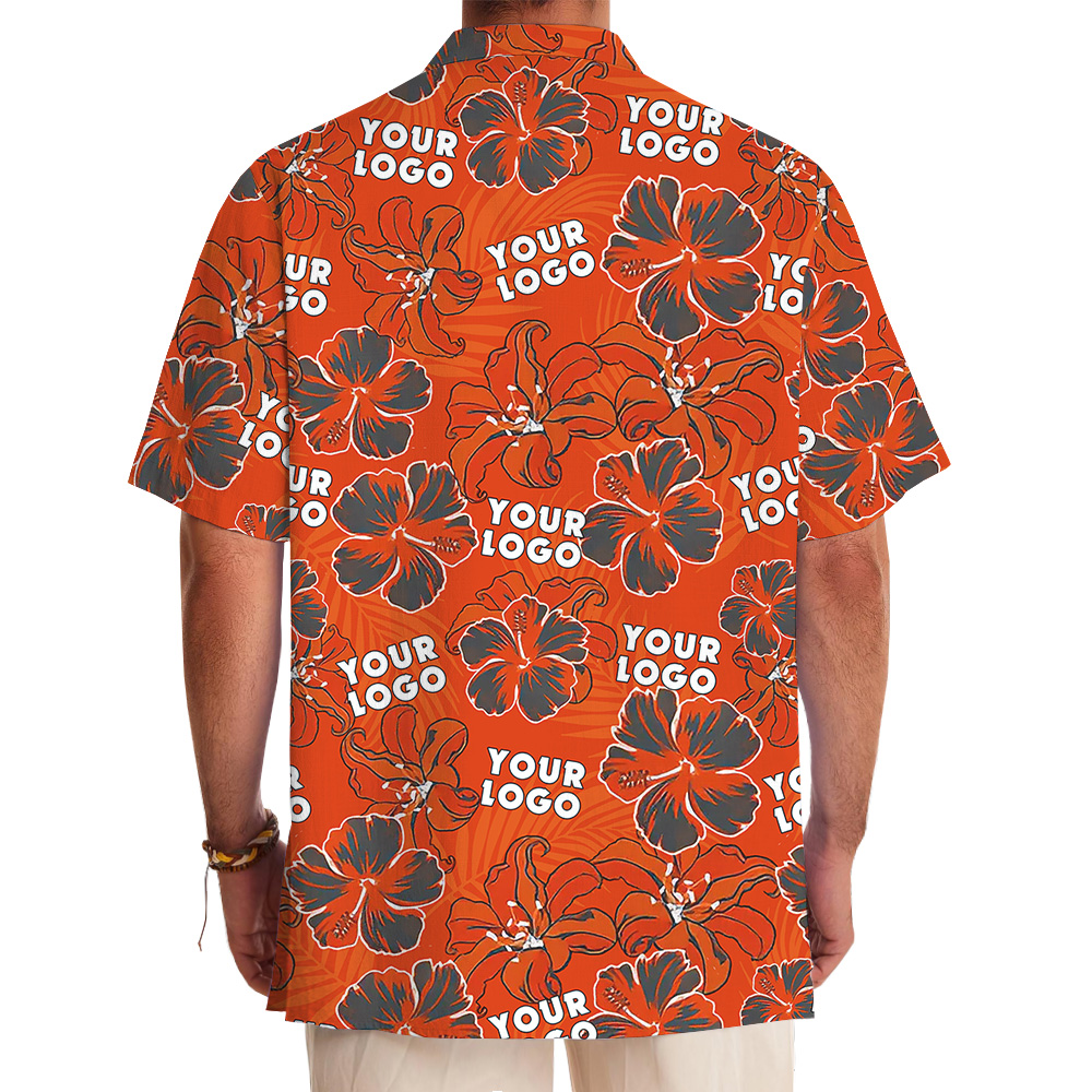 Custom Logo Red Hibiscus And Lily Pattern Hawaiian Shirt