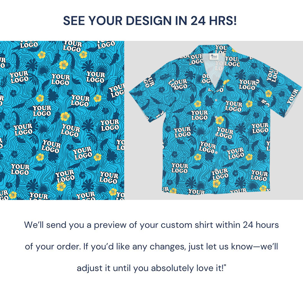 Hibiscus Wave Line Tropical Print Custom Logo Hawaiian Shirt