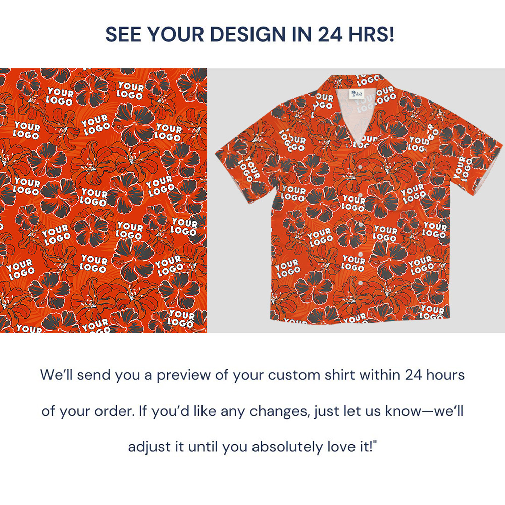 Custom Logo Red Hibiscus And Lily Pattern Hawaiian Shirt