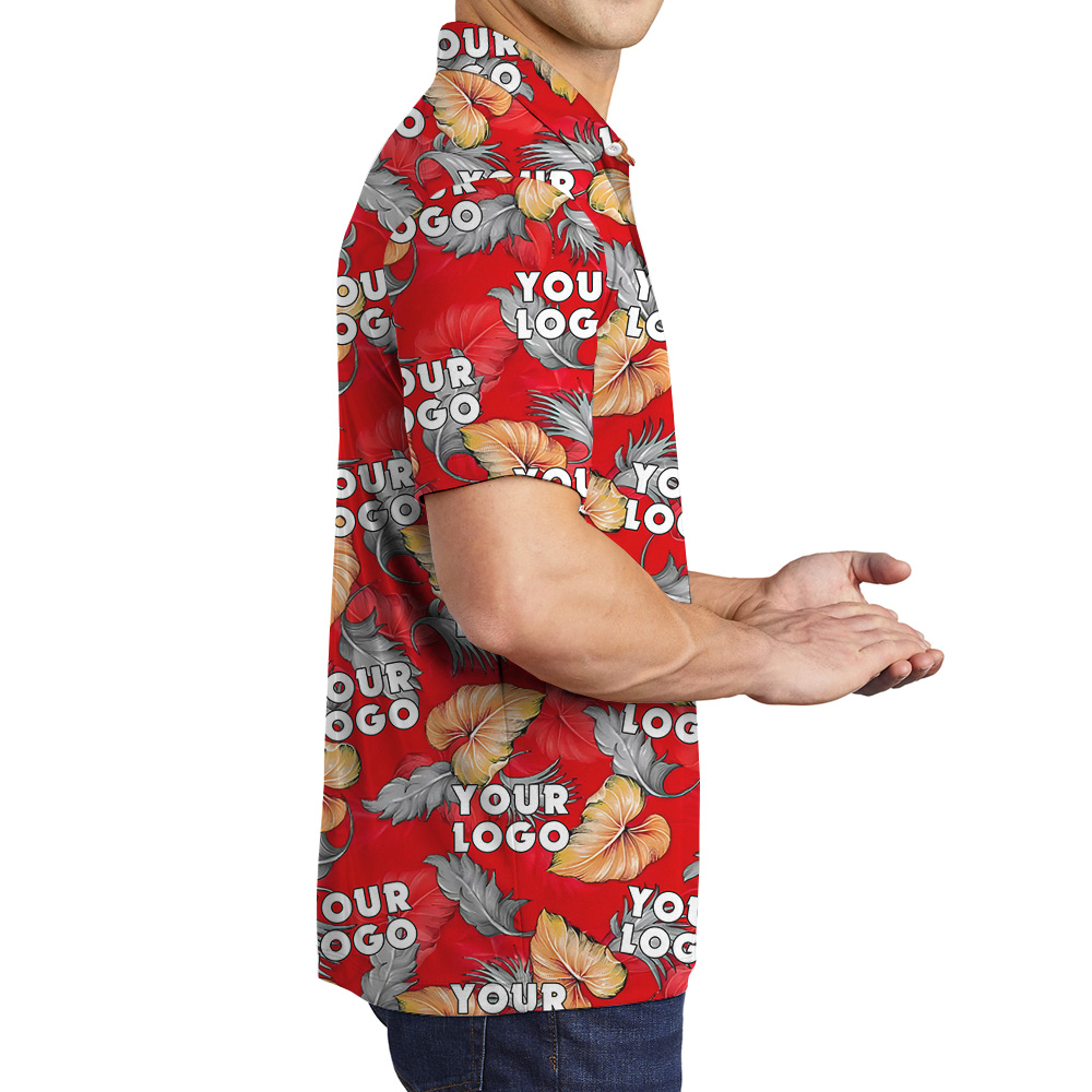 Custom Logo Tropical Fern Monstera Leaves Polo Shirt