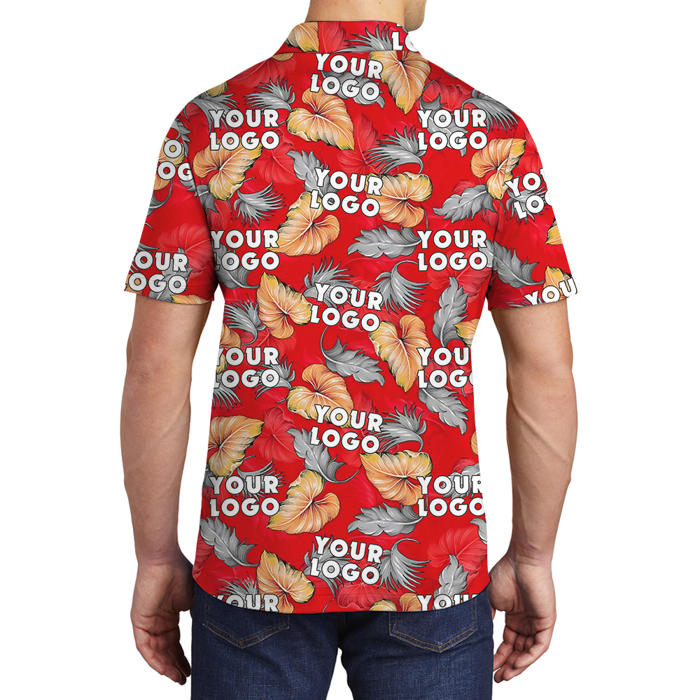 Custom Logo Tropical Fern Monstera Leaves Polo Shirt
