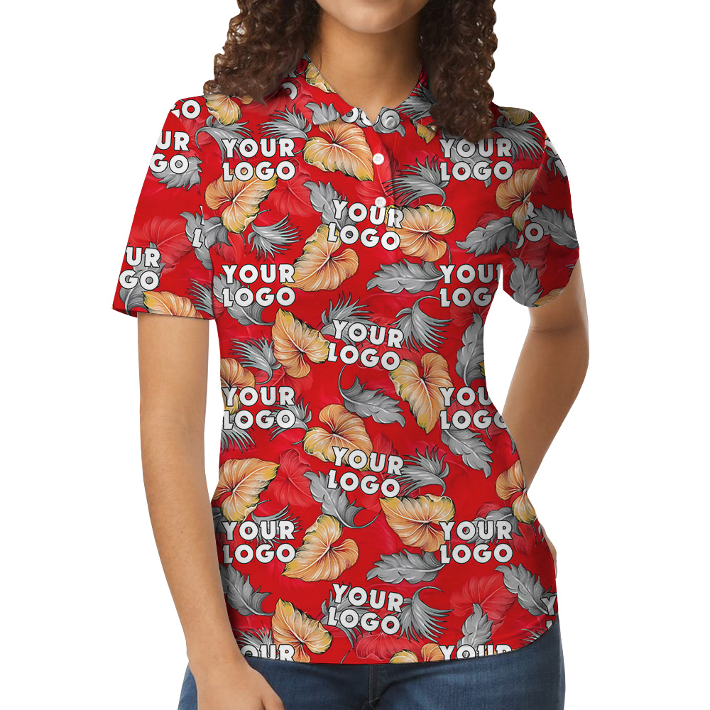 Custom Logo Tropical Fern Monstera Leaves Polo Shirt