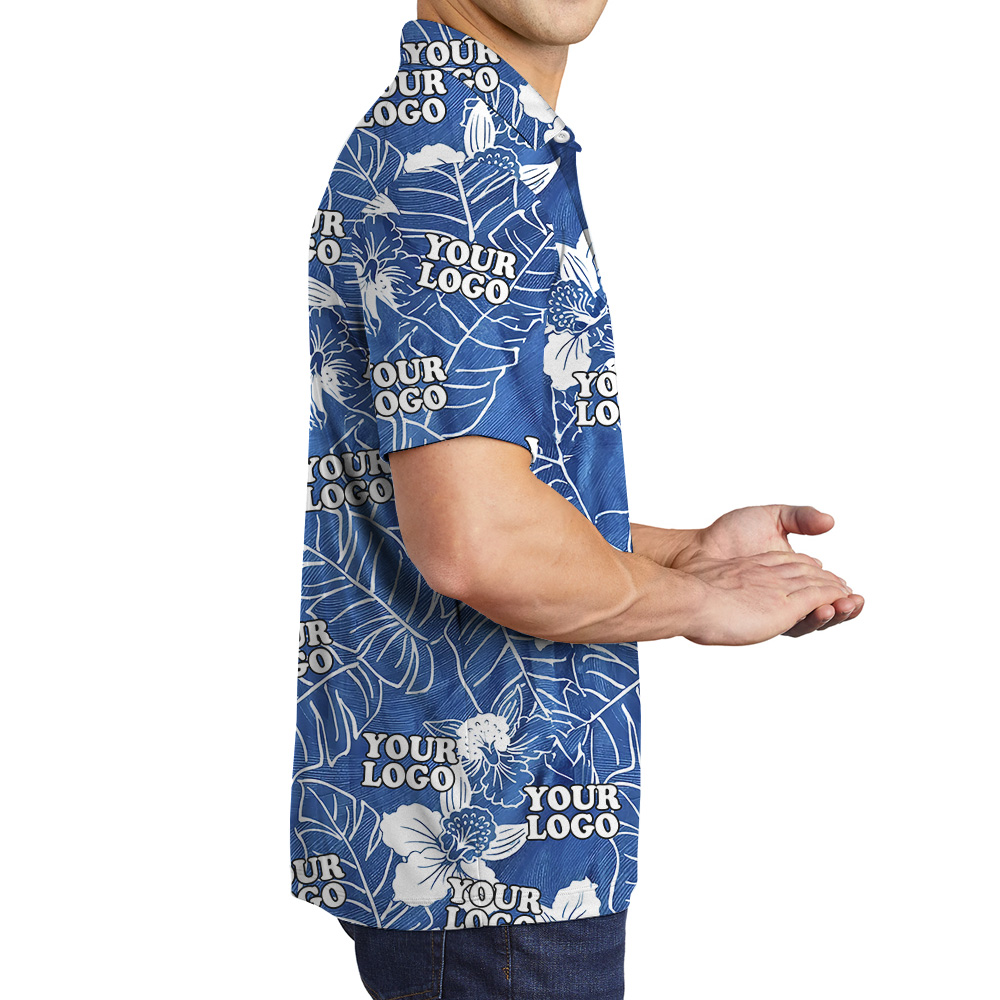 Custom Logo Ocean Background Banana Leaf Orchid Polo Shirt