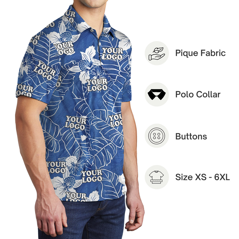 Custom Logo Ocean Background Banana Leaf Orchid Polo Shirt