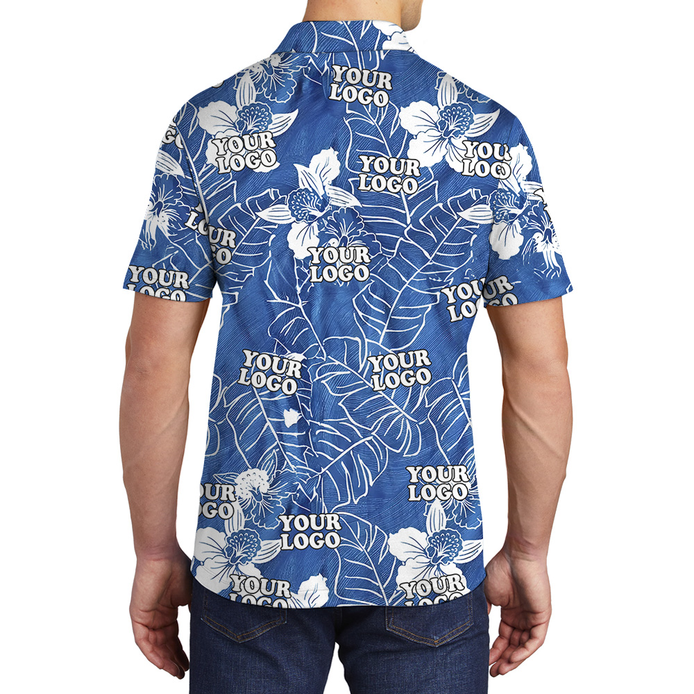 Custom Logo Ocean Background Banana Leaf Orchid Polo Shirt