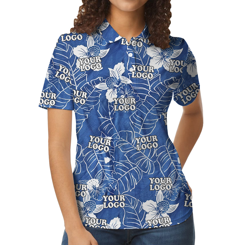 Custom Logo Ocean Background Banana Leaf Orchid Polo Shirt