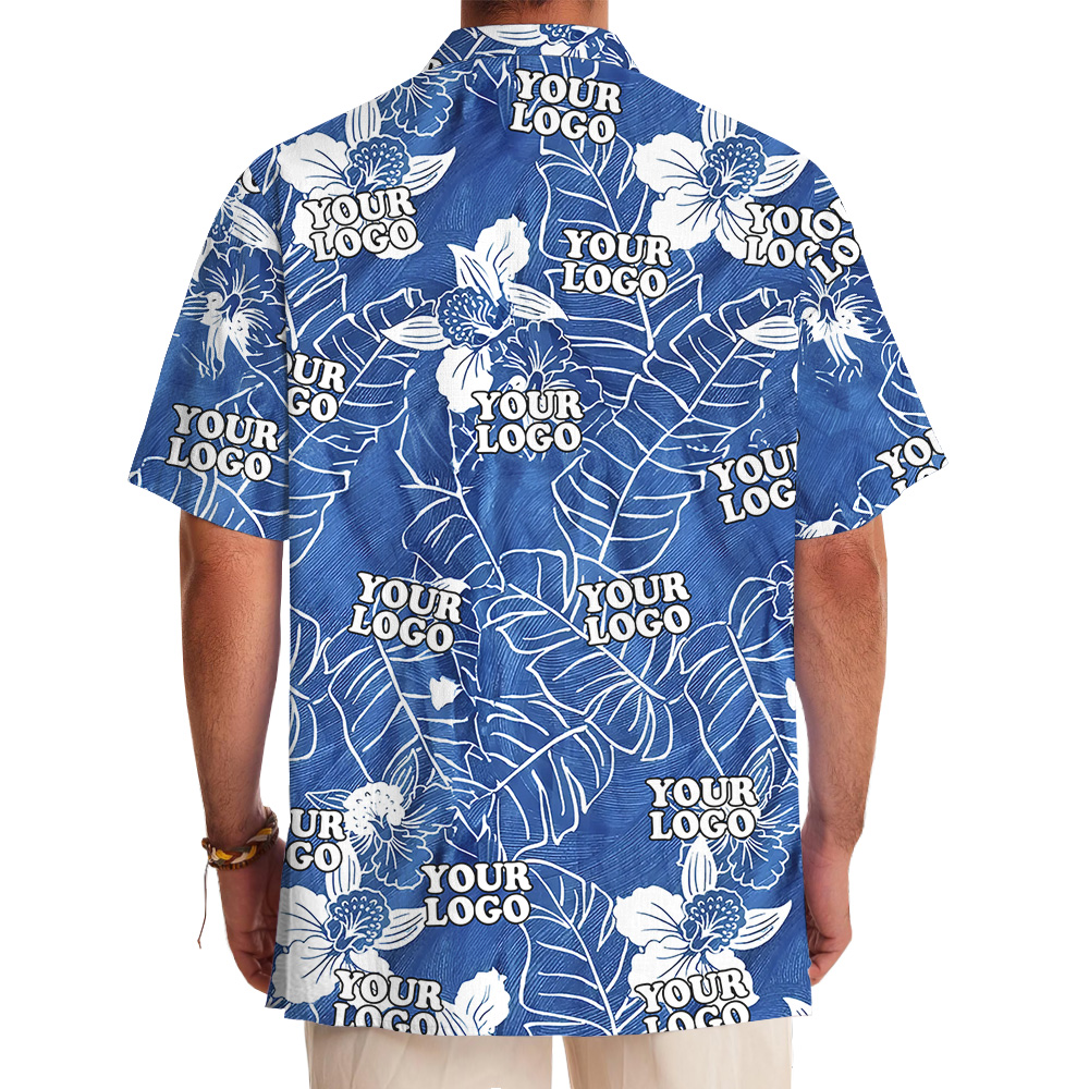 Custom Logo Ocean Background Banana Leaf Orchid Hawaiian Shirt