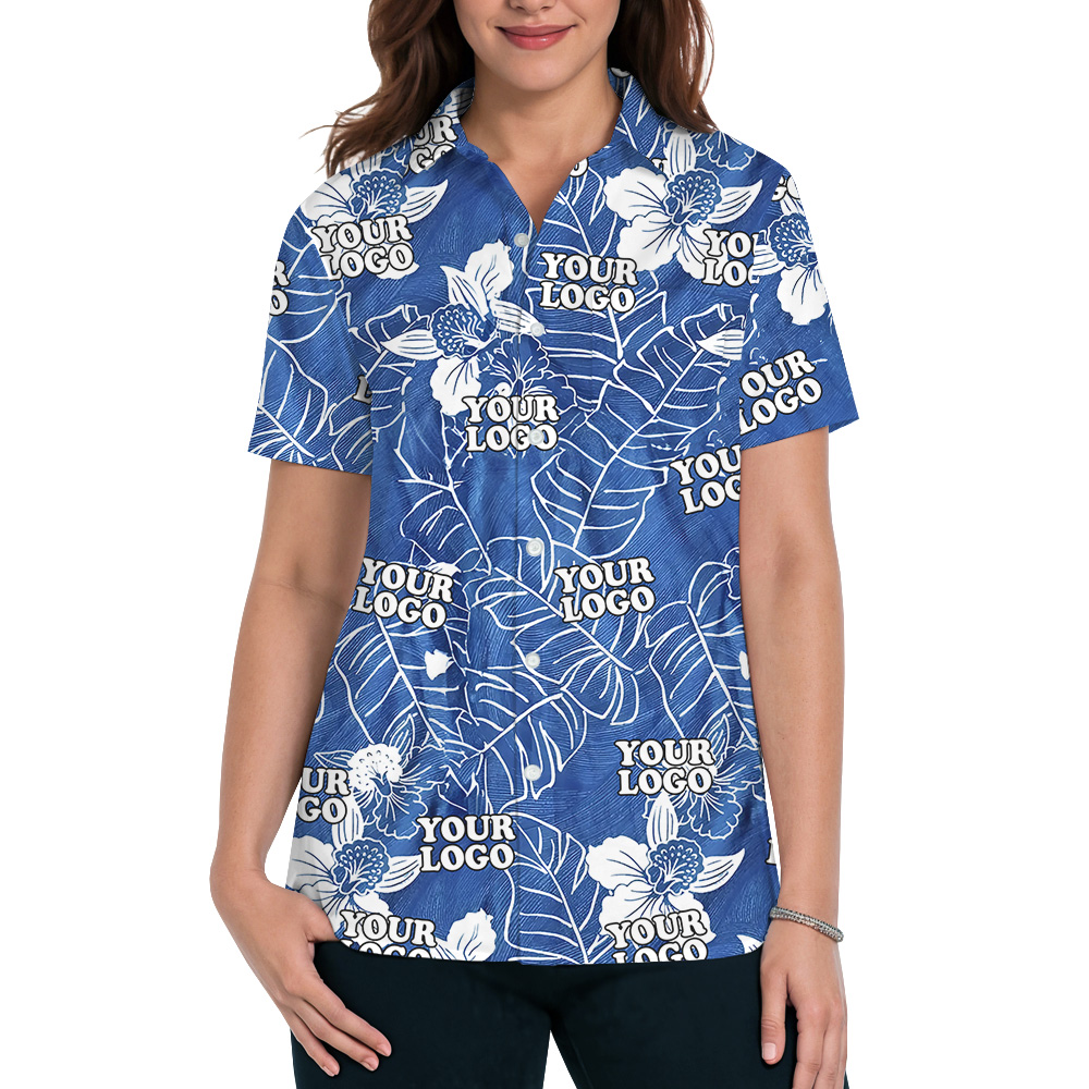 Custom Logo Ocean Background Banana Leaf Orchid Hawaiian Shirt