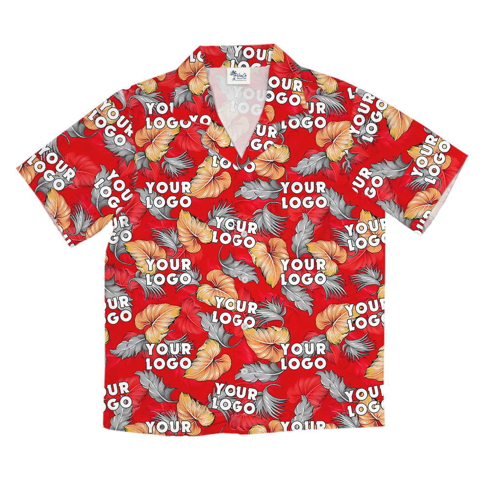 Custom Logo Tropical Fern Monstera Leaves Hawaiian Shirt