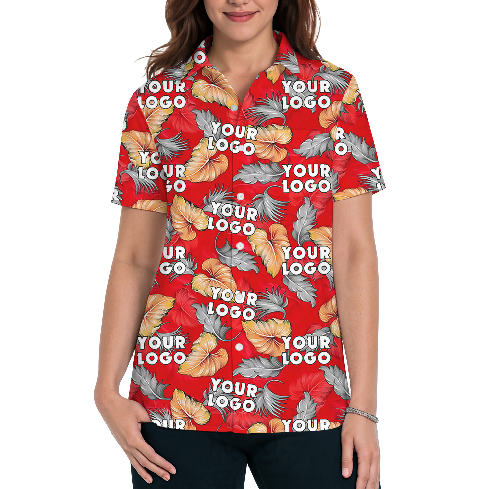 Custom Logo Tropical Fern Monstera Leaves Hawaiian Shirt